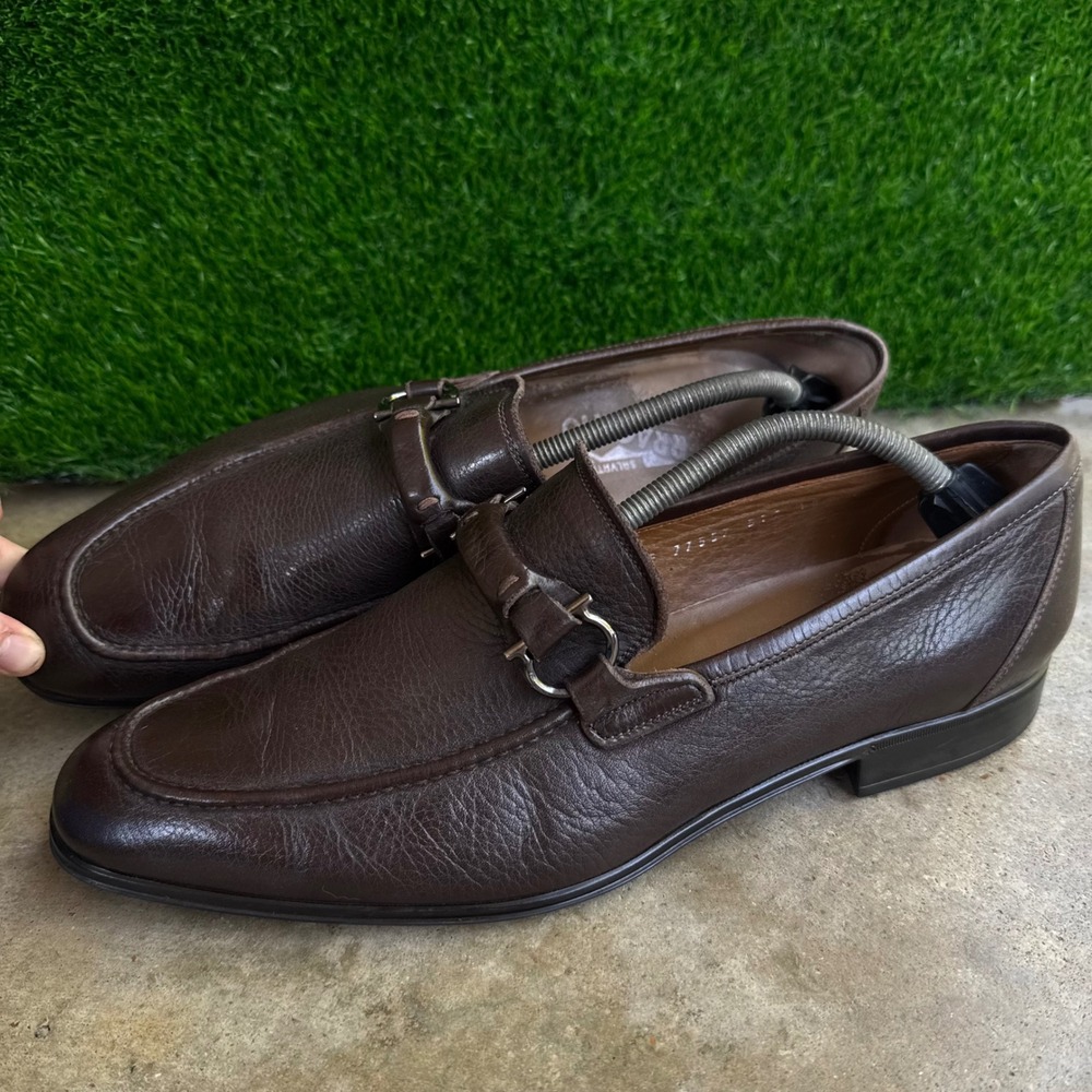 Vintage 90s Salvatore Ferragamo Gancini Horsebit Loafers Brown Size 10